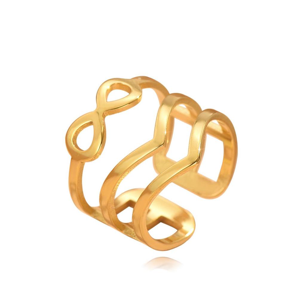 European Elegant Hollow Butterfly Knot Stainless Steel Open Ring - Adjustable Light Luxury Court Style