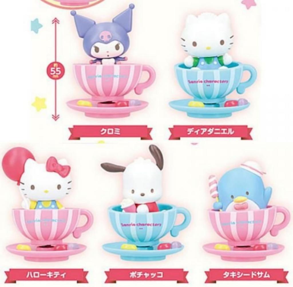 Sanrio Characters Coffee Cup Stripe X Complete Set of Gachapon Capsule Toy Shaky! 5,