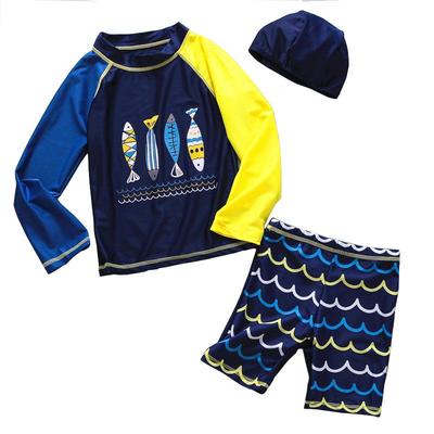 Boys' 7-Piece Quick-Dry Swimsuit Set for Ages 6-8 with Sunscreen
