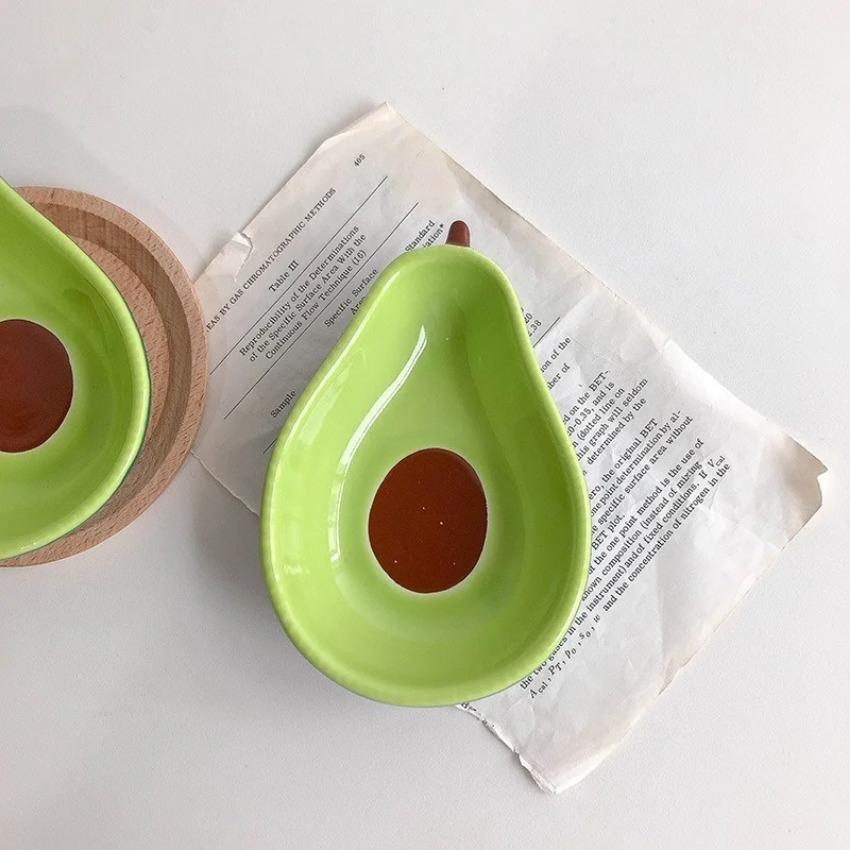 1 Pcs Cute Avocado Ceramic Plate Tableware Dessert Plate Snack Salad Bowl Photo Props Serving Restaurant Supplies