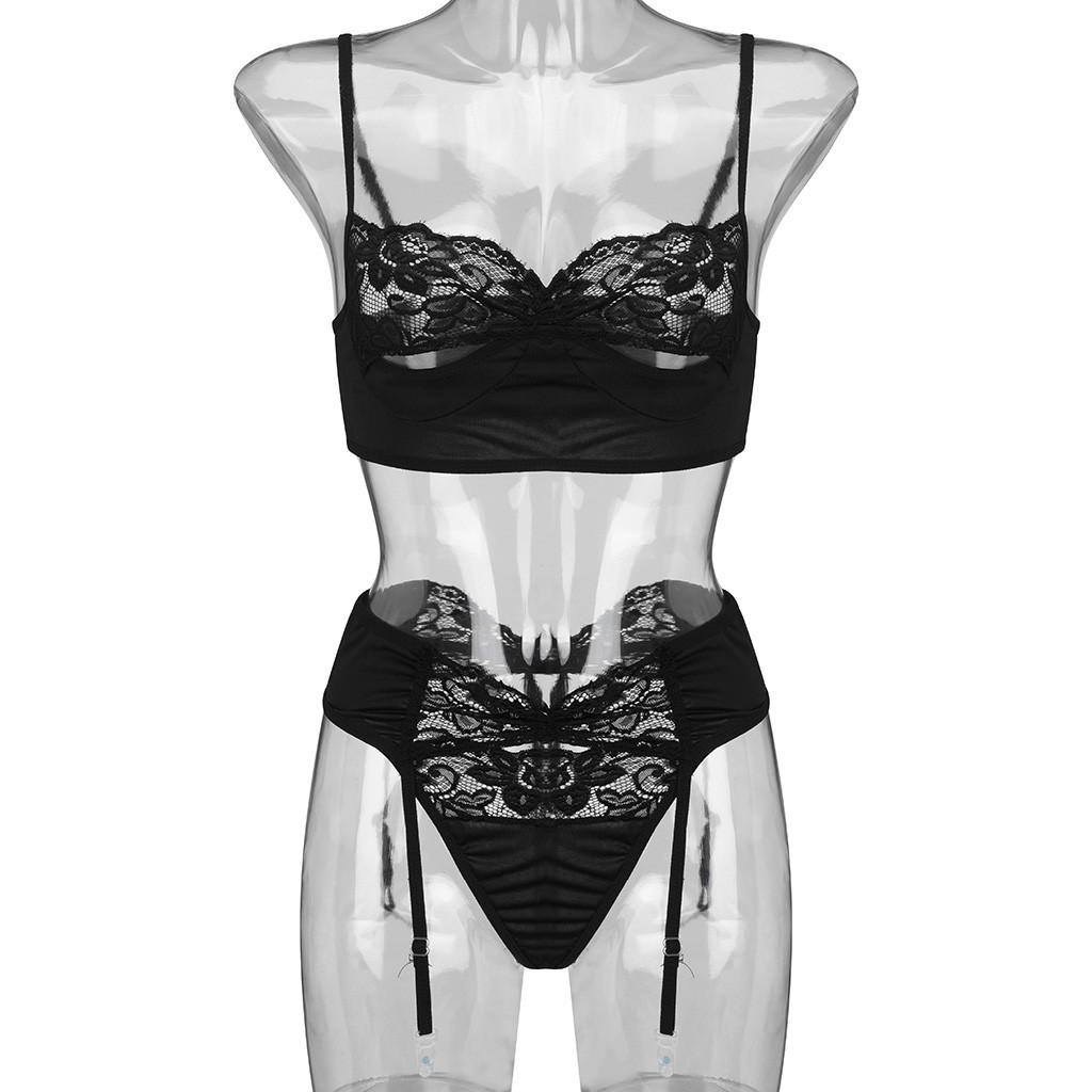 Sexy Lace Underwear Wireless G-String Thong Garter Underpant Sleepwear Lingerie