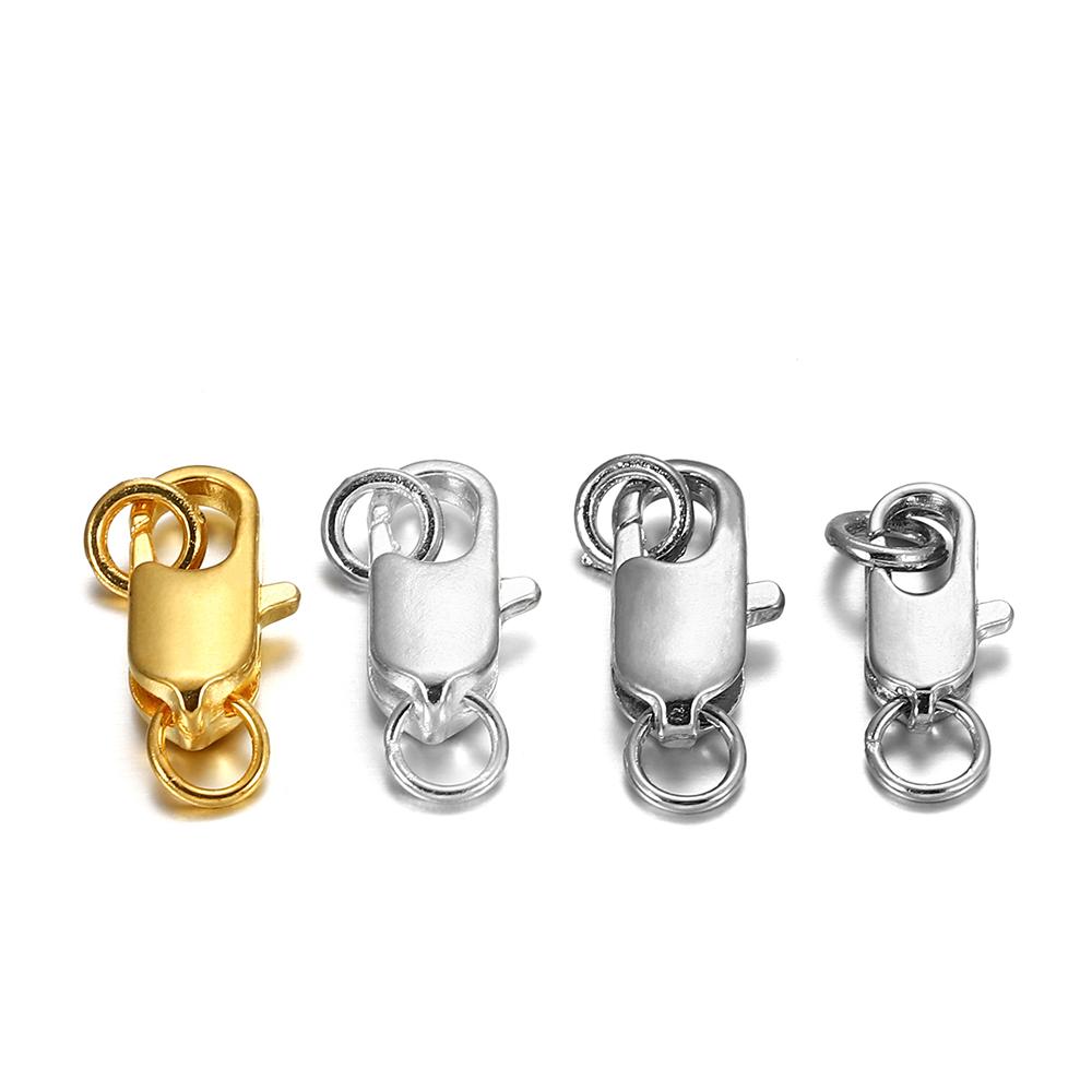30pcs/lot 12 14mm Metal Lobster Clasps Hooks With Split Open Jump Rings Connectors For DIY Jewelry Making Findings Accessories