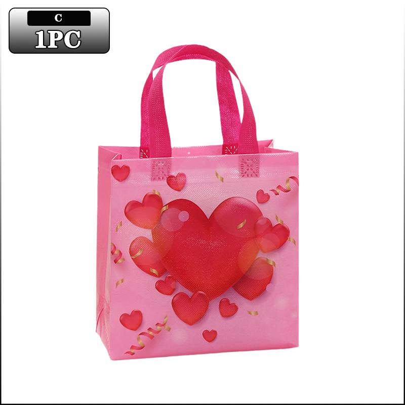 

1-40PCS Romantic Heart Print Non Woven Gift Bags Ribbon Handle Reusable Tote for Birthday Wedding Valentines Day Favors 23X22X11CM&others