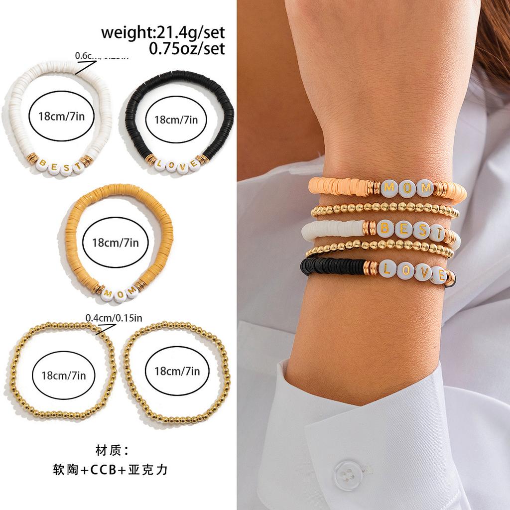 Dia das Mães Conjunto de Pulseiras Carta Dia das Mães, Presentes Versáteis Homenagem Mãe Joias com Contas Mulheres
