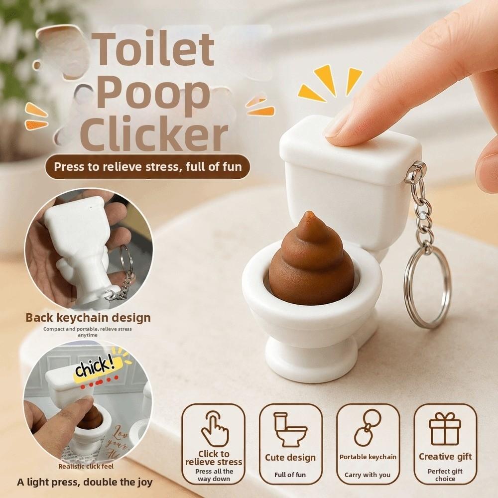 3D Printed Toilet Poop Clicker Creative Press Keyboard Keychain Sensory Clicker Toys Office Home