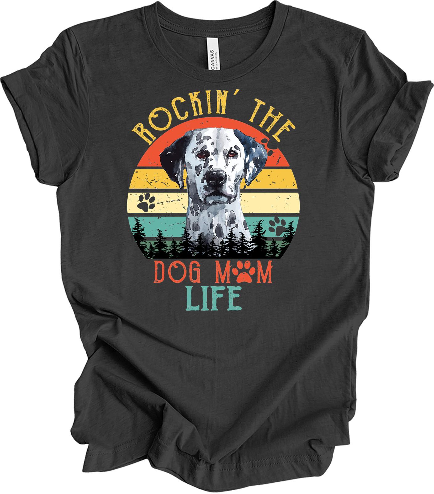 Dalmatian Dog Mom Life Shirt Retro Vintage Sunset Dog Lover Gift for Women L