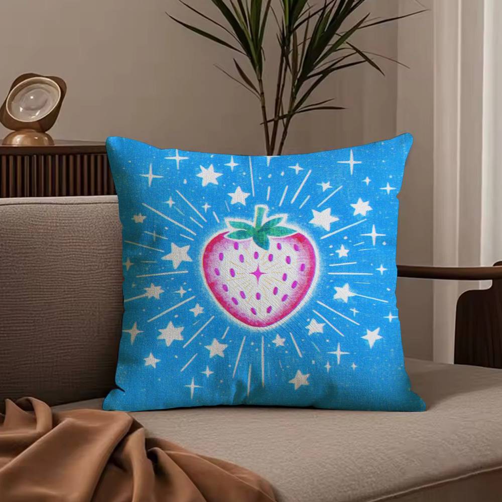 Anime Lucky Fruit Fun Pillow Case Anti-dustmite Pillowcase Invisible Zipper Silky Short Plush Sofa Cushion Cover