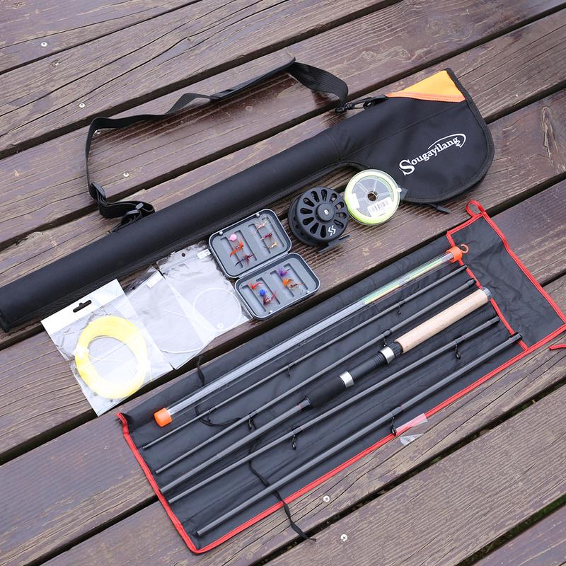 Vliegvissen Hengel en Reel Vislijn Visvoer Vliegvissen Hengel Tas Set Feeder Vissen 