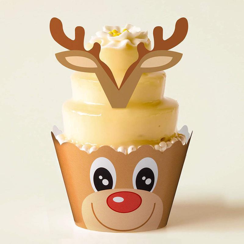 24/48-teiliges Set Weihnachts-Cupcakes mit Randeinsatz, Weihnachtskuchenbecher-Dekorationseinsatz