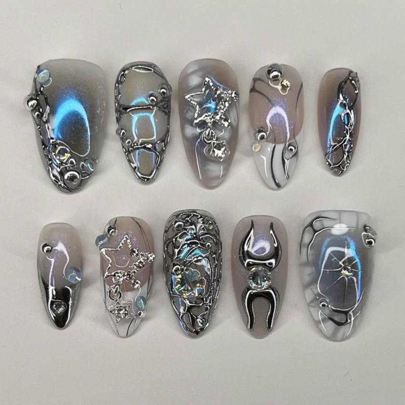 

Y2K Almond Nail Art Wearable Hot Selling Foreign Trade Spicy Pieces Fake Nails Short Wearing