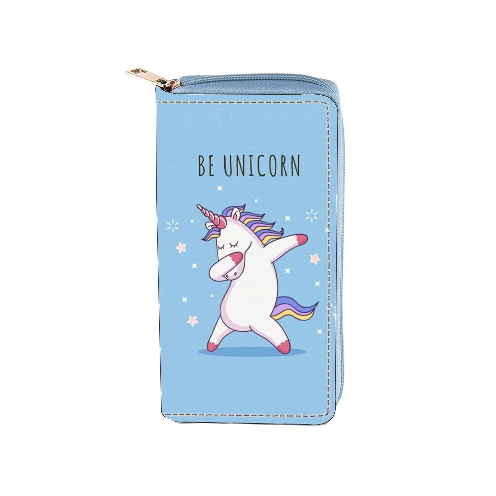 

Новый кошелек-портмоне с длинной молнией и единорогом, держатель для цифровых билетов