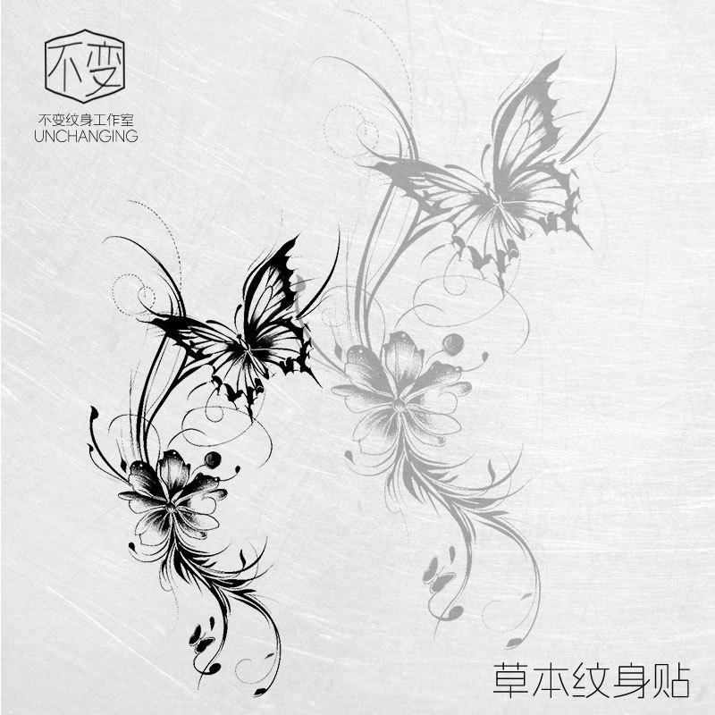 Schmetterling Kräutersaft Tattoo-Aufkleber, Nicht-reflektierendes realistisches Design, Langlebige wasserdichte Körperkunst für einen auffälligen Stil