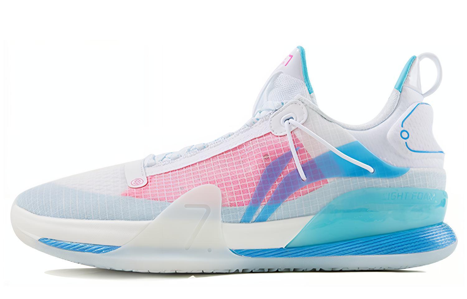 Li Ning Speed 7 Premium PE Износостойкие Дышащие Низкие Баскетбольные Кроссовки Мужские Белый Синий Розовый ABAR017-C 46
