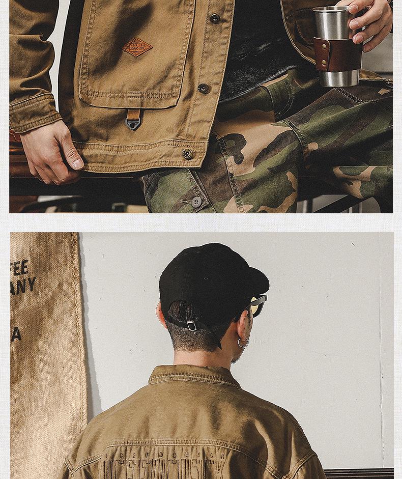 Men's Autumn Loose Fit Cotton Workwear Jacket - Trendy, Multi-Pocket, Plus Size, Casual Lapel Top