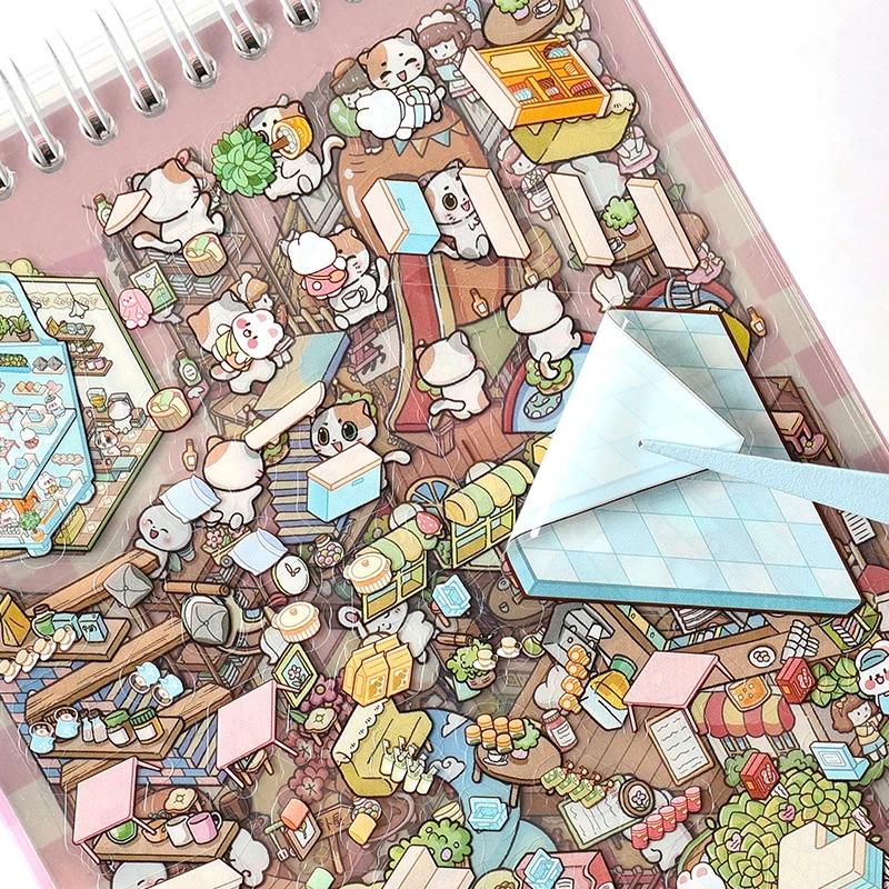 Cartoon Sticker Book DIY Sims Series 3D Stereoscopic Scene Sticker Book Gift For Kids Children Kawaii Stationery Stickers