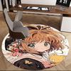 1pc Anime Design Round Carpet Cardcaptor Sakura with Butterfly Print Chair Mat for Office, Home Decor, Living Room, Bedroom
