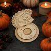 Decorative Autumn Centerpiece Wooden Candle Holder Halloween Tea Light Holder Pumpkin/Mushroom/Maple Leaf/Hedgehog for Table Centerpieces Fall Theme