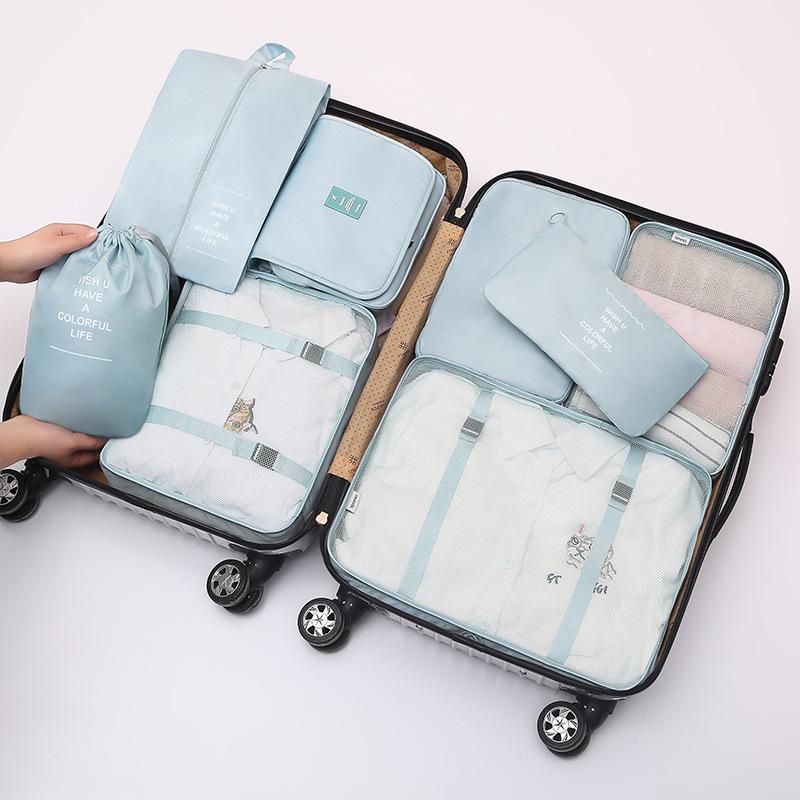 8-teiliges Reise-Organizer-Set: Tragbare Aufbewahrung für Kleidung, Schuhe und Unterwäsche