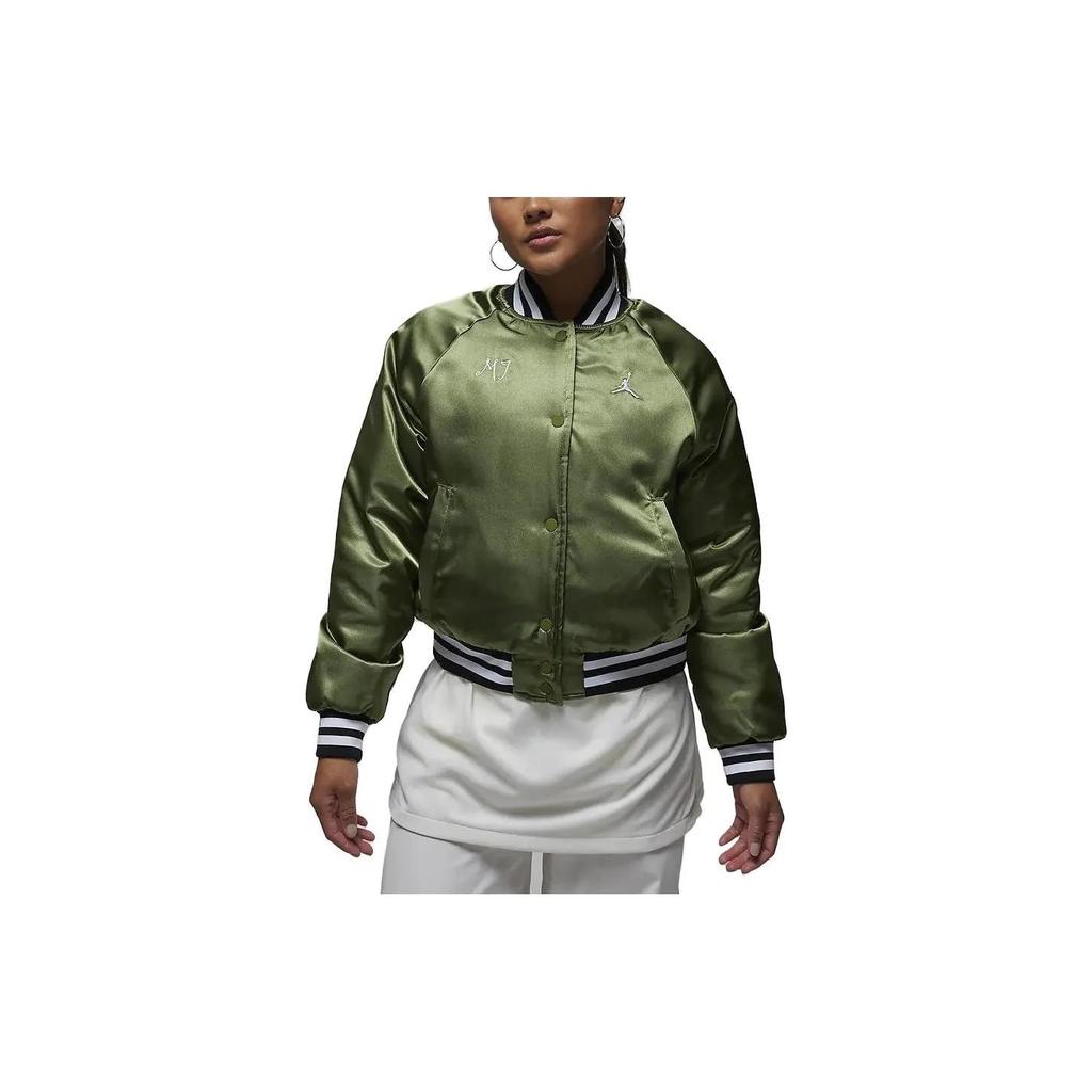 Jordan Jackets Women's Light Olive Yellow Baseball Collar Moderate Other (Unisex) Jackets FB5154 340