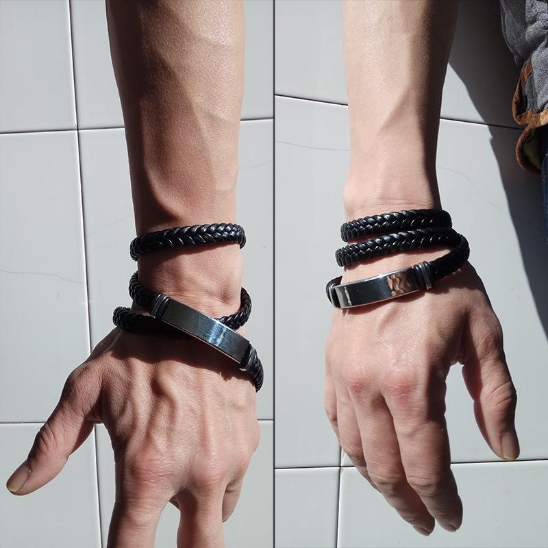 Trendy Retro Long Multi-layer Leather Braided Bracelet Fashion Charm Man Bracelet Hip Hop Punk Jewelry Accessories Party Gift