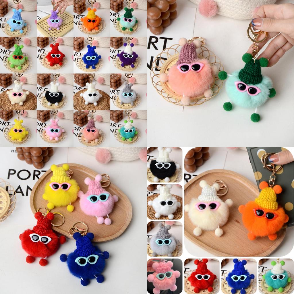 Cute Fluffy Elf Car Keychain With Real Rabbit Fur Ball