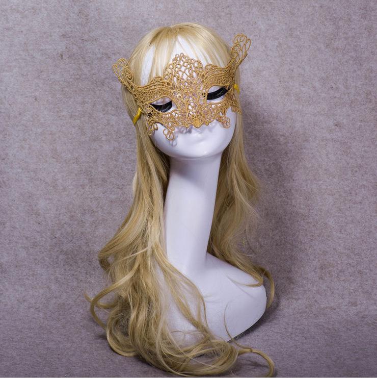 Gold Fox Lace Princess Masquerade Mask for Halloween Balls and Performances