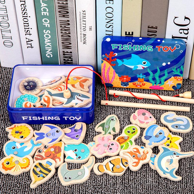 Magnetic Wooden Ocean Fishing Game for Kids - Educational Fun for Boys and Girls