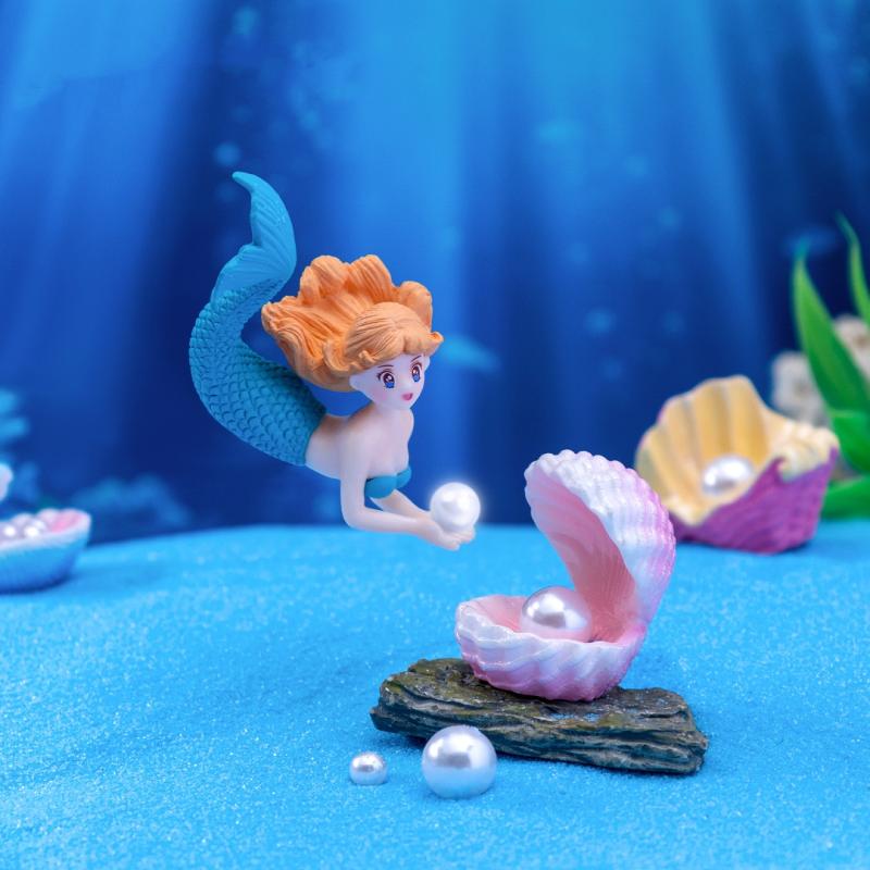 4Pcs Kawaii Reef Mermaid Doll Fish Tank Aquarium Decorations Ornaments Home Decor Cute Cake Topper Toy Gift Diy Decoration