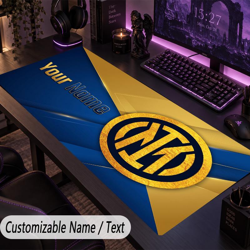 Large Mouse PadInter Milan Custom Name Text Personalized Desk Mat Non Slip Gaming Pad