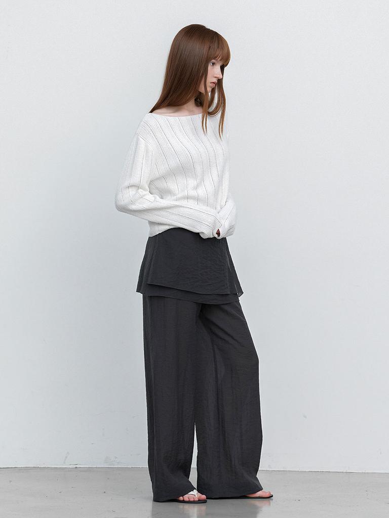 ATELIER NAIN Button Point Wrap Skirt Pants (Pt-5750)