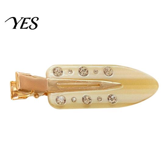 Smooth Opening Hair Clip Acetate Sheet Plate Hairpin, Rounded Rhinestones Inlay Pin, Elastic Clasp for Bangs And Broken Gentle Pattern