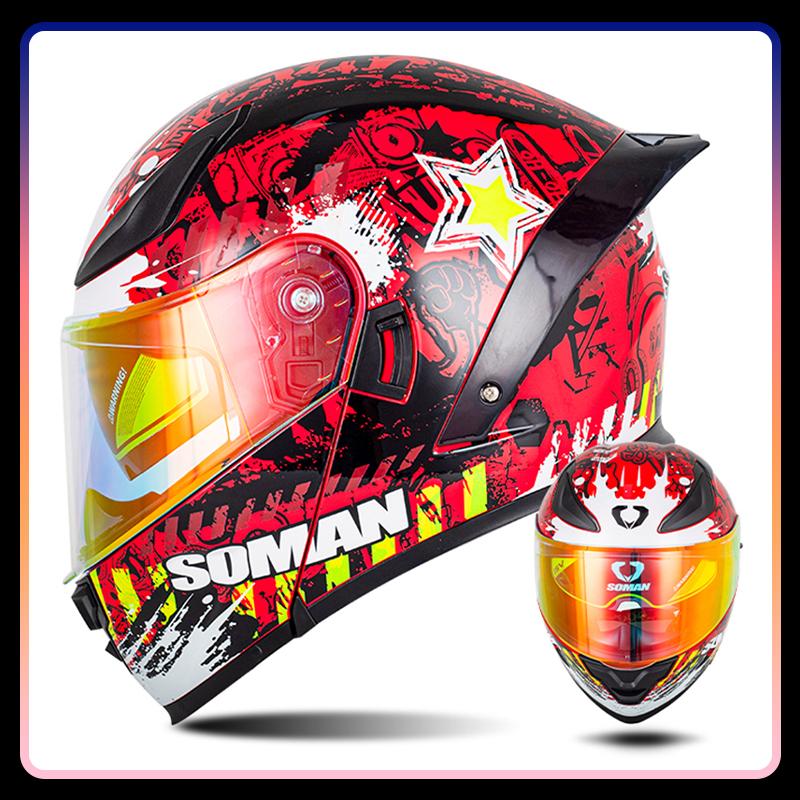 Dual Lens Flip Up Helmets for Motorcycle Moto DOT Approved Full Face Motorcycles Helmet Double Lens Modular Helmet