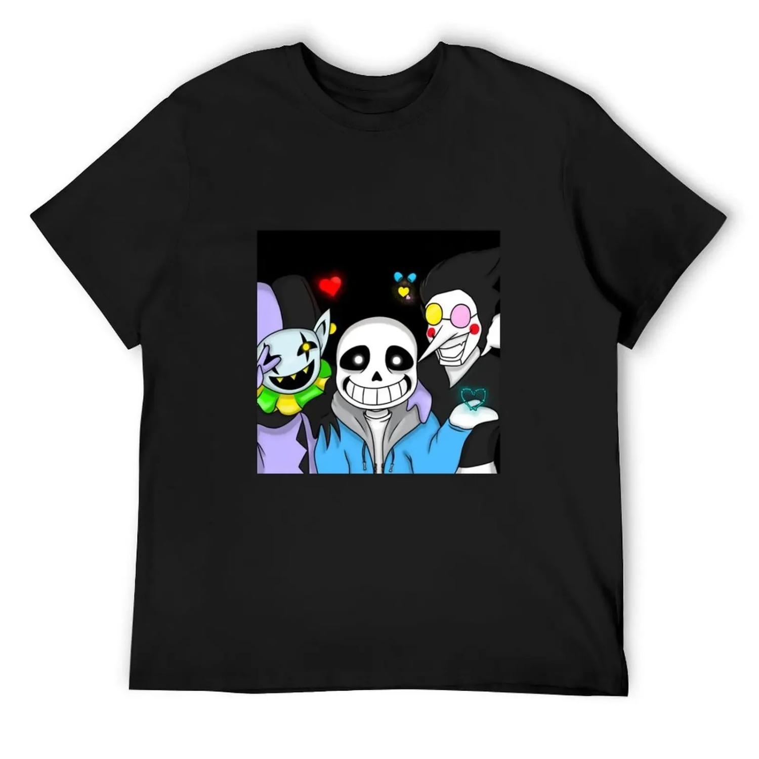 Lovely Sans, Jevil and Spamton T-Shirt man t shirt funny gifts oversized men tshirt S