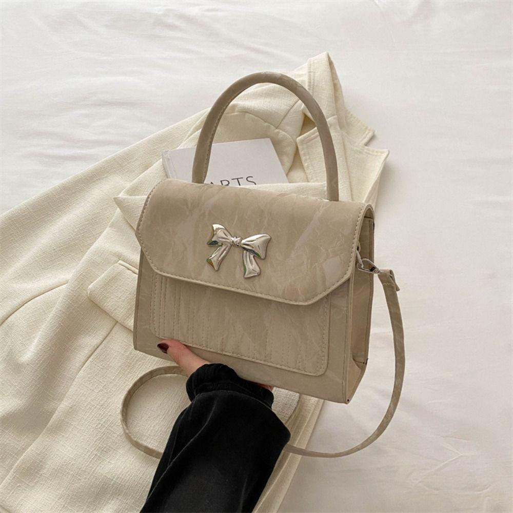 Simple Bow Crossbody Bag Fashionable Leather Handbags Y2K Trend Underarm Bag  Women