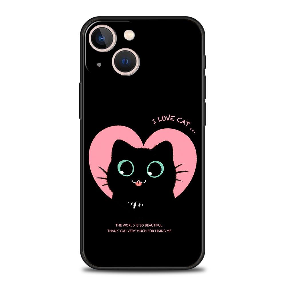 Cute Cartoon Black Cat Phone Case For Samsung Galaxy S26 S25 S24 S23 S22 S20 Ultra S21 FE 5G S10 Plus TPU Shockproof Cover