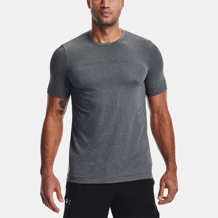 Under Armour Rush Series Breathable Slim Fit Training T-Shirt Men Tops Gray 1361132-012