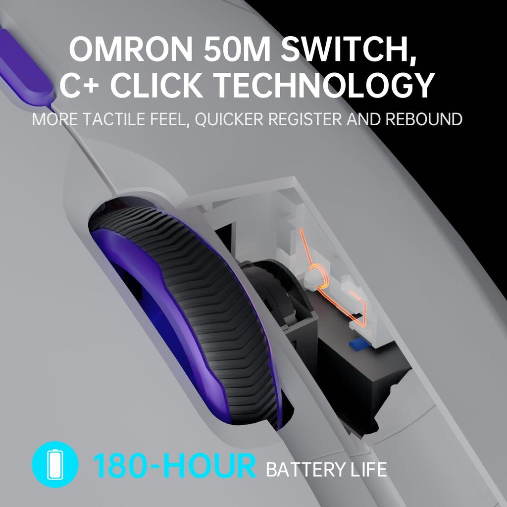 RAPOO VT9PRO4K Wireless Gaming Mouse, 26000 DPI, 4K Polling, PAW3398 Sensor, Optical Mouse, 10 Programmable Buttons, Lightweight (68g), 180 Hours