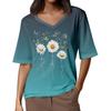 Women's V Neck T Shirts Half Sleeve Tops Printed Casual Summer Tees T Shirt Blouse