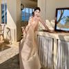 French Celebrity Premium One Shoulder Mesh Long Dress Skirt Vintage Tube Top Dress