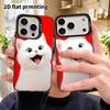 Phone Case: 2D Flat Design Suitable for iPhone 18 17 16 15 14 13 Pro In Color Silver Protective Case, Couple Style, Happy Little White Cat, Christmas