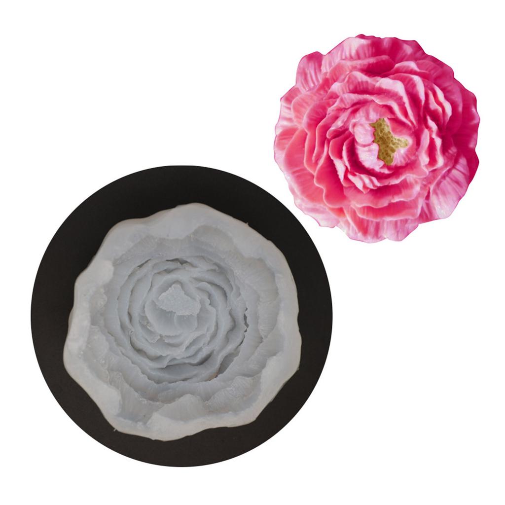 Candle Moulds Peony Flower Shaped Hand-Making Soap Molds Clay Mould Silicone Material Perfect Gift for Hand-Making Lover