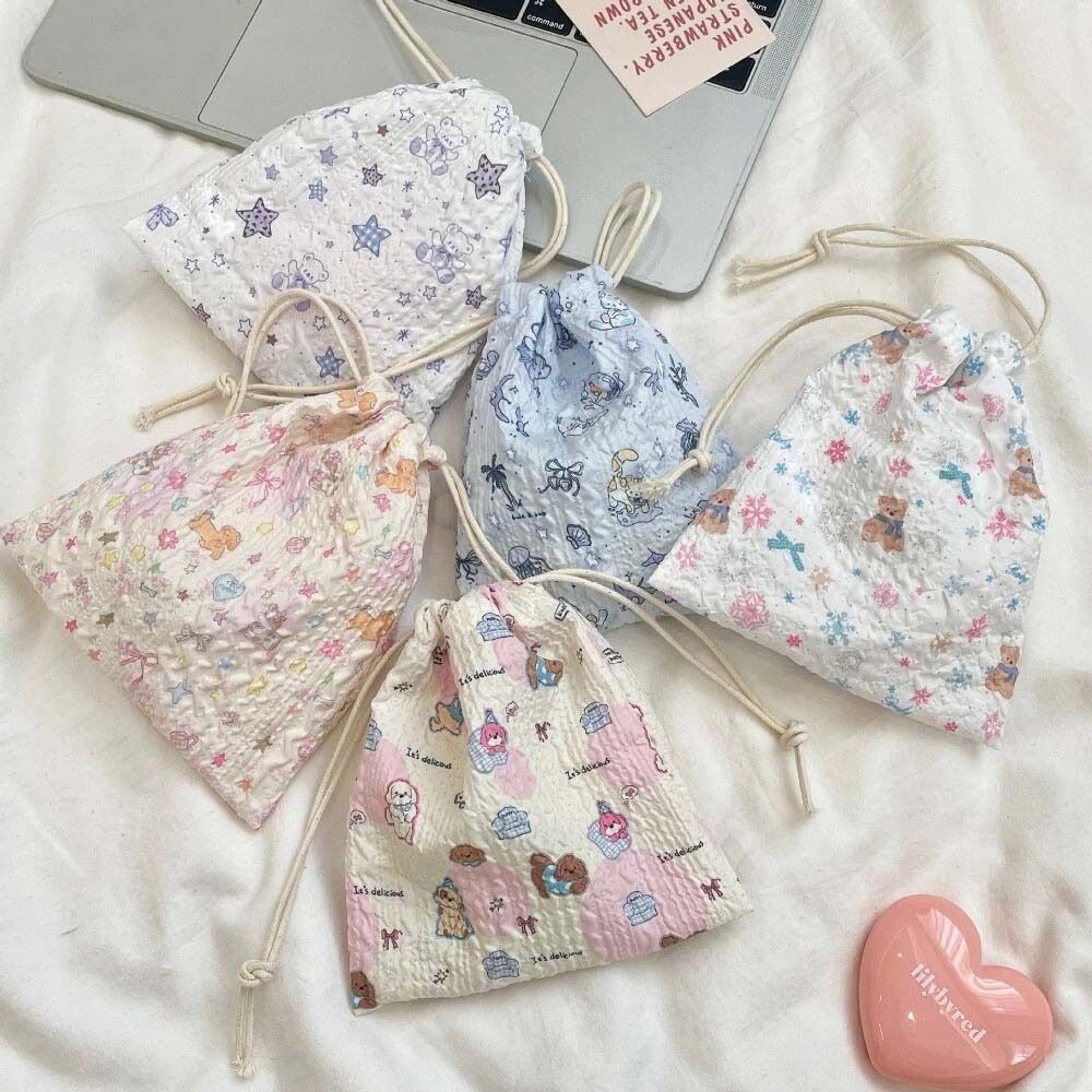 

3Pcs/Set Large Capacity Drawstring Bag Cartoon Storage Pouch Portable Clutch Bag Style 5