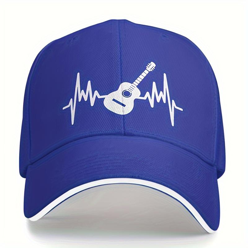 Guitar Heartbeat Rhythm Baseball Cap Unisex Polyester Adjustable Snapback Music Lover Outdoors Hat