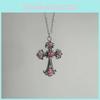 Gotische Kreuz-Anhänger-Halskette Mit Dunklem Rosen-Design Für Männer Und Frauen