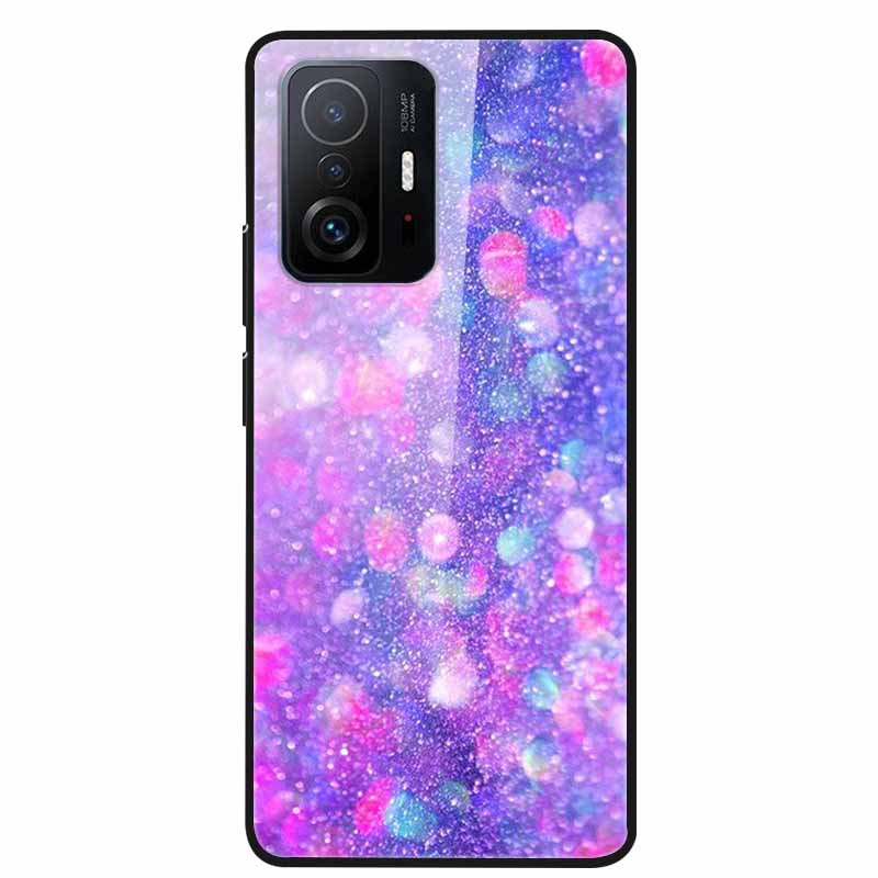 For Xiaomi 11T Pro Glass Case Hard Tempered Glass PC Cover Phone Case For Xiaomi Mi 11T 11 T Pro Shockproof Cartoon Funda Coque