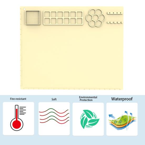 Silicone Craft Mat with Cup Non-Stick Surface Versatile Usage Easy-maintenance Foldable Design Painting Mat for Kids