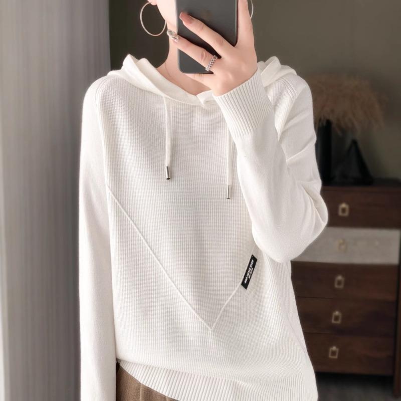 Niche design black label osmanthus needle knitted sweater women's lazy style loose and thin hoodie sweater jacket