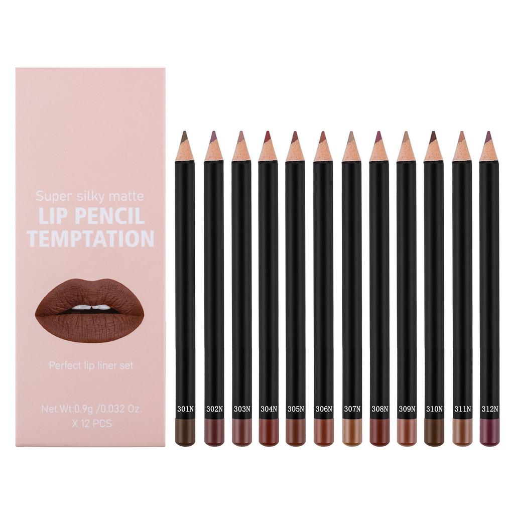 12Pcs 12-Color Matte Lip Liner Set | Long-lasting Lip Pencils for Defining & Shaping Lips
