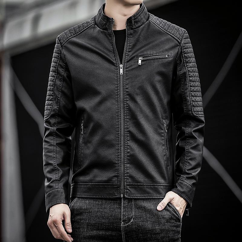 Autumn and Winter Men's Casual Jacket Men's Pu Leather Jacket Korean Style Slim Jacket Men's Leather Jacket Trendy