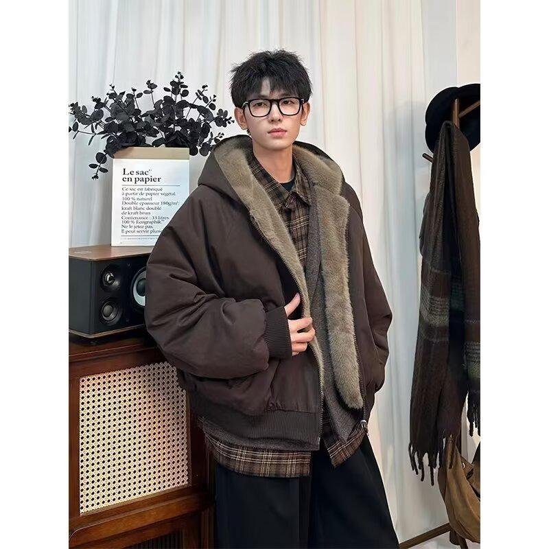 

Men s Retro Japanese Stand Collar Raglan Sleeve Cotton Jacket - Autumn Winter Loose Fit 2XL